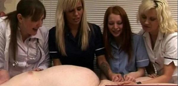  CFNM nurses try curing his small cock